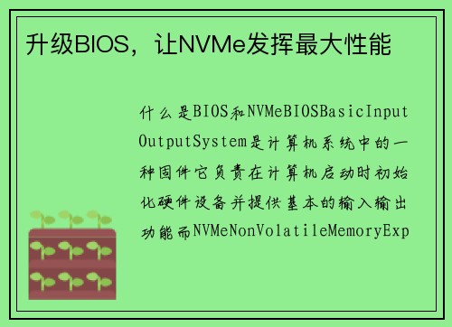 升级BIOS，让NVMe发挥最大性能
